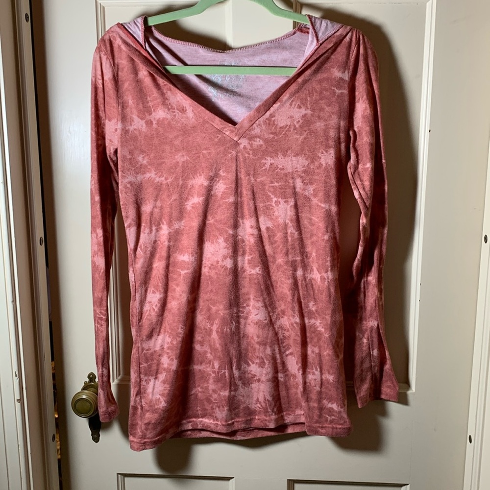 Soft orange long-sleeve t-shirt with hood